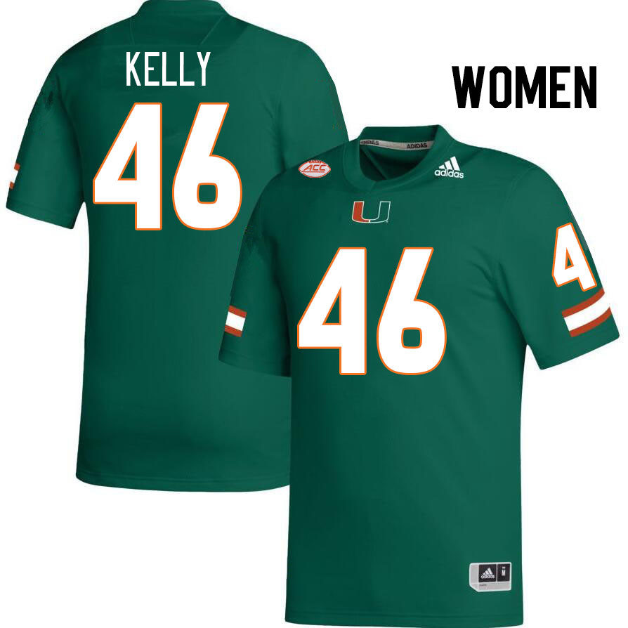 Women #46 Nick Kelly Miami Hurricanes College Football Jerseys Stitched-Green